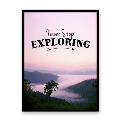 Never Stop Exploring Quote Wall Art Print