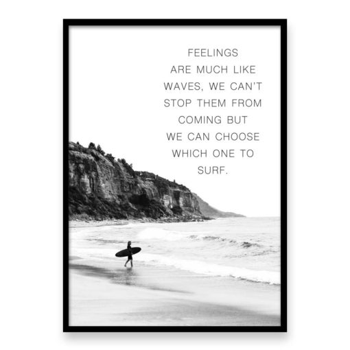 feelings are waves quote wall art print