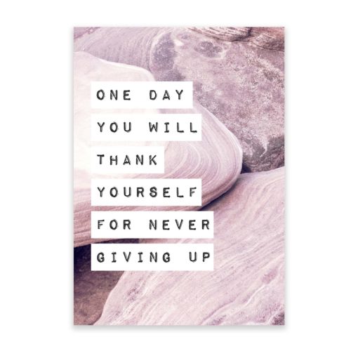 never giving up quote wall art print