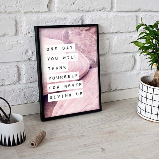 never giving up quote wall art print