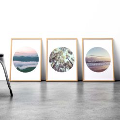 Set of 3 Prints - Mountains Forest Ocean